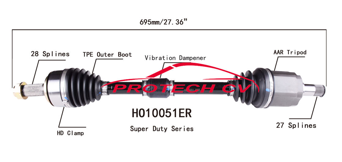 HO10051ER  Right Front Axle Assembly Drive Shaft TPEE Boot Cold Forging Grinding Process